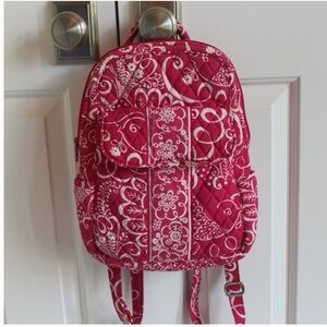 Vera Bradley pink floral white backpack carryall EUC